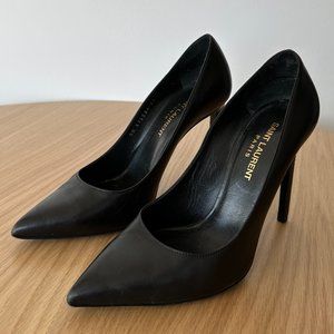 Saint Laurent YSL Anja black leather pumps, size 37 / US 7